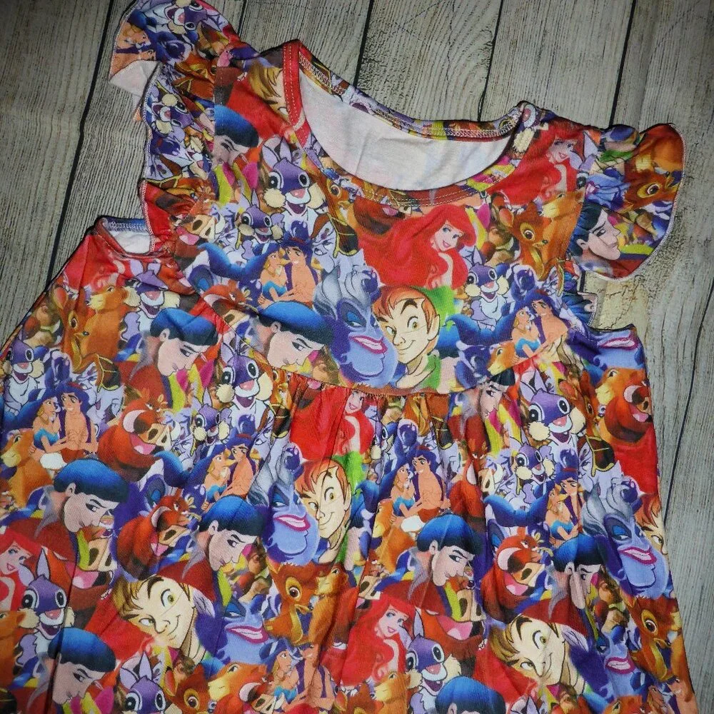Boutique Girls Cartoon Characters Sleeveless Dress